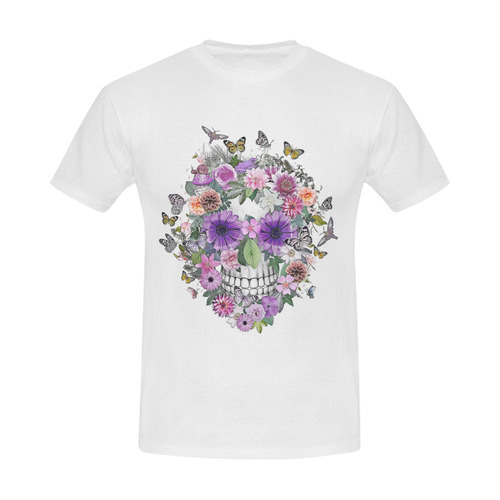 flower skull pink, orange,violett Men's Slim Fit T-shirt (Model T13)