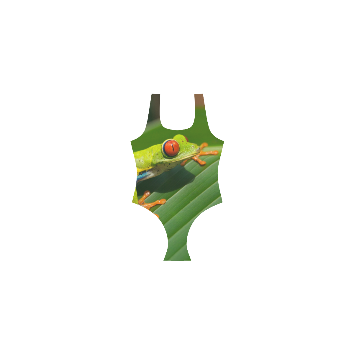 Green Red-Eyed Tree Frog - Tropical Rainforest Animal Vest One Piece Swimsuit (Model S04)