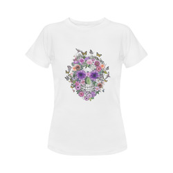 flower skull pink, orange,violett Women's Classic T-Shirt (Model T17）