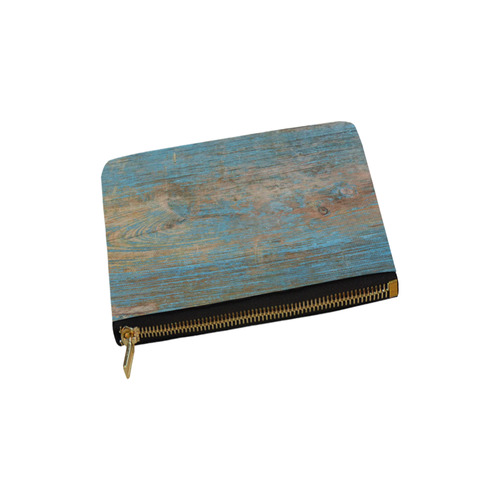 Rustic Wood  Blue Weathered Peeling Paint Carry-All Pouch 6''x5''