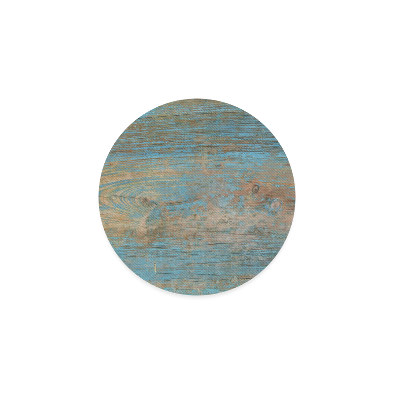 Rustic Wood  Blue Weathered Peeling Paint Round Coaster