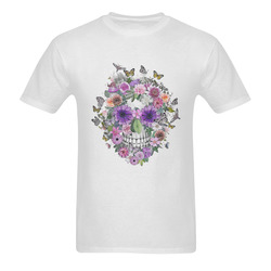 flower skull pink, orange,violett Sunny Men's T- shirt (Model T06)
