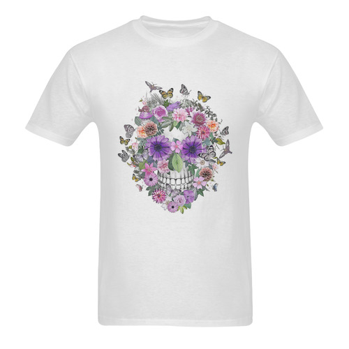 flower skull pink, orange,violett Sunny Men's T- shirt (Model T06)