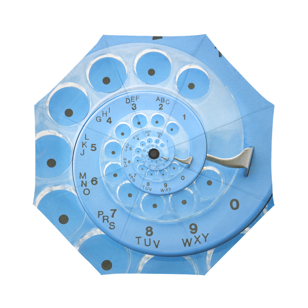 Blue Vintage Retro Spiral Rotary Dial Droste Auto-Foldable Umbrella (Model U04)