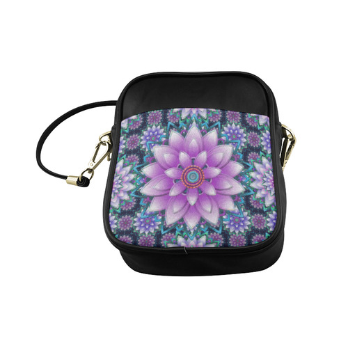 Lotus Flower Ornament - Purple and turquoise Sling Bag (Model 1627)
