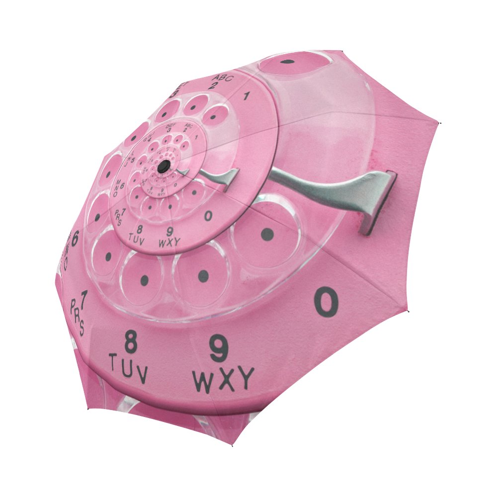 Pink Vintage Retro Spiral Rotary Dial Droste Auto-Foldable Umbrella (Model U04)