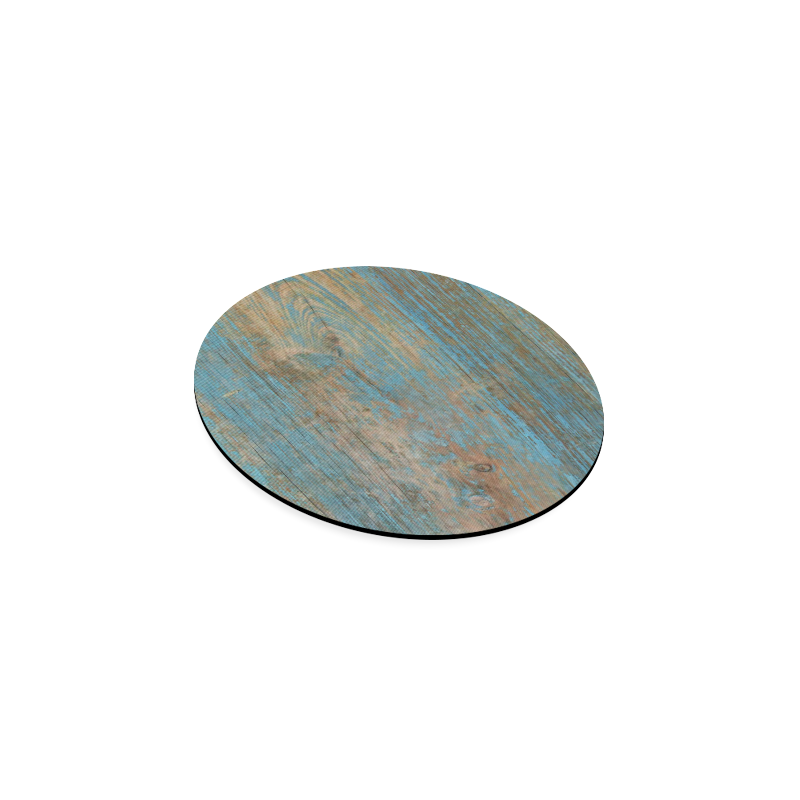 Rustic Wood  Blue Weathered Peeling Paint Round Coaster