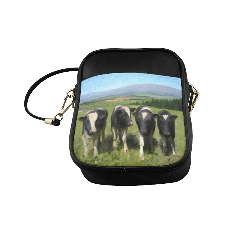 Curious Cows, pastel painting Sling Bag (Model 1627)