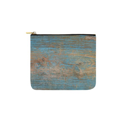 Rustic Wood  Blue Weathered Peeling Paint Carry-All Pouch 6''x5''