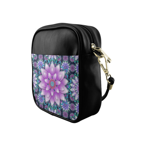 Lotus Flower Ornament - Purple and turquoise Sling Bag (Model 1627)