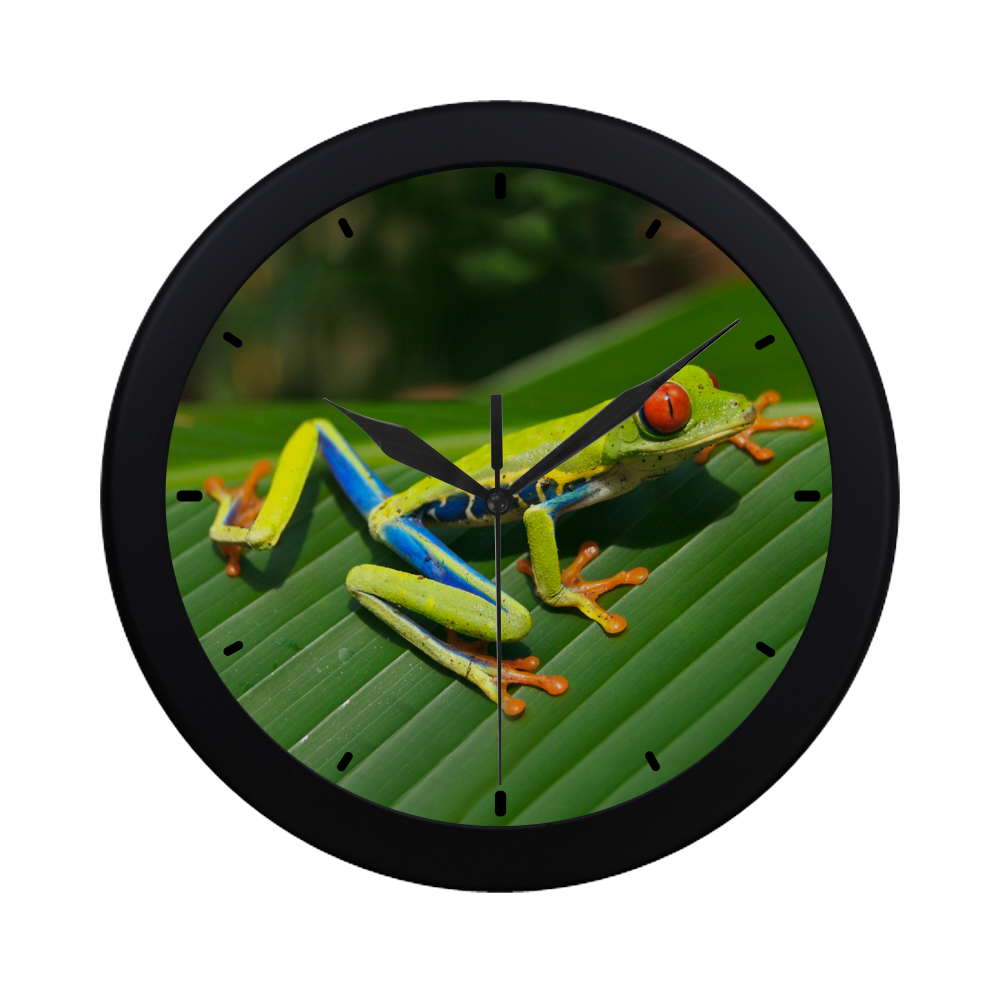 Green Red-Eyed Tree Frog - Tropical Rainforest Animal Circular Plastic Wall clock