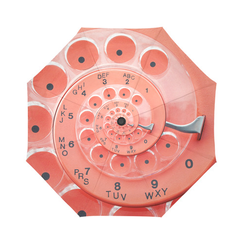 Peach Vintage Retro Spiral Rotary Dial Droste Auto-Foldable Umbrella (Model U04)