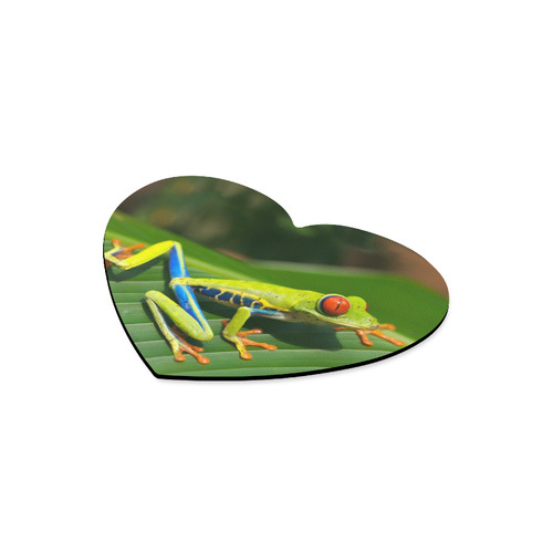 Green Red-Eyed Tree Frog - Tropical Rainforest Animal Heart-shaped Mousepad