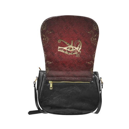 The all seeing eye in gold and red Classic Saddle Bag/Large (Model 1648)