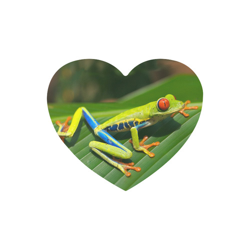 Green Red-Eyed Tree Frog - Tropical Rainforest Animal Heart-shaped Mousepad