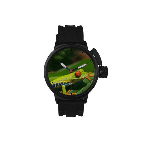 Green Red-Eyed Tree Frog - Tropical Rainforest Animal Men's Sports Watch(Model 309)