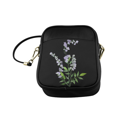 Purple tiny flower with shadow - watercolor Sling Bag (Model 1627)