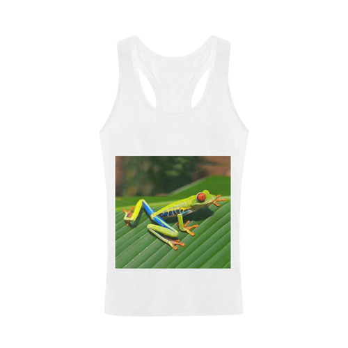 Green Red-Eyed Tree Frog - Tropical Rainforest Animal Plus-size Men's I-shaped Tank Top (Model T32)