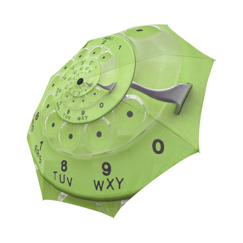 Lime Green Vintage Retro Spiral Rotary Dial Droste Auto-Foldable Umbrella (Model U04)