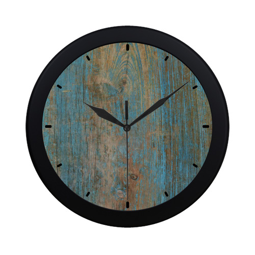 Rustic Wood  Blue Weathered Peeling Paint Circular Plastic Wall clock
