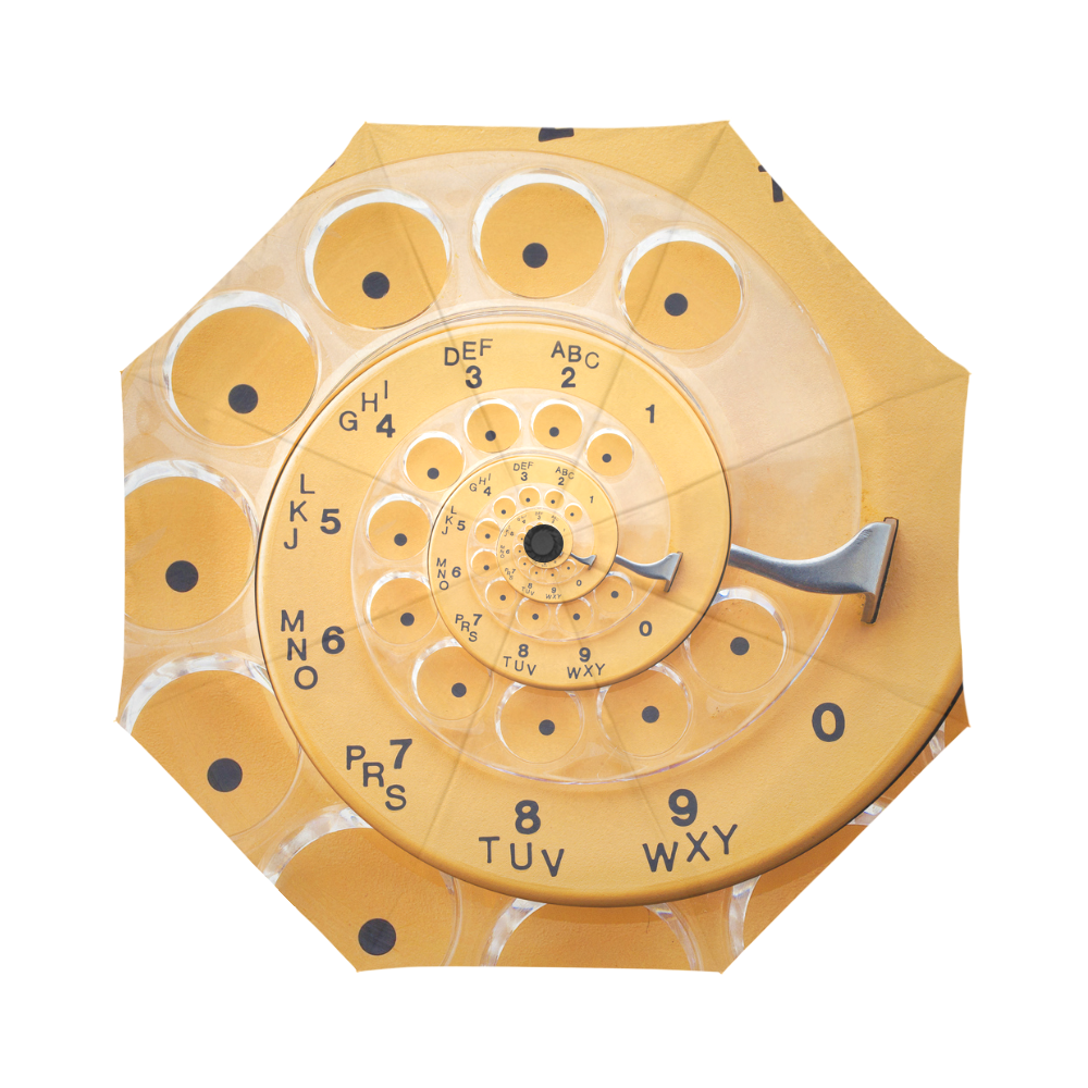 Honeycomb Vintage Retro Spiral Rotary Dial Droste Auto-Foldable Umbrella (Model U04)