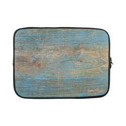 Rustic Wood  Blue Weathered Peeling Paint Custom Laptop Sleeve 15''