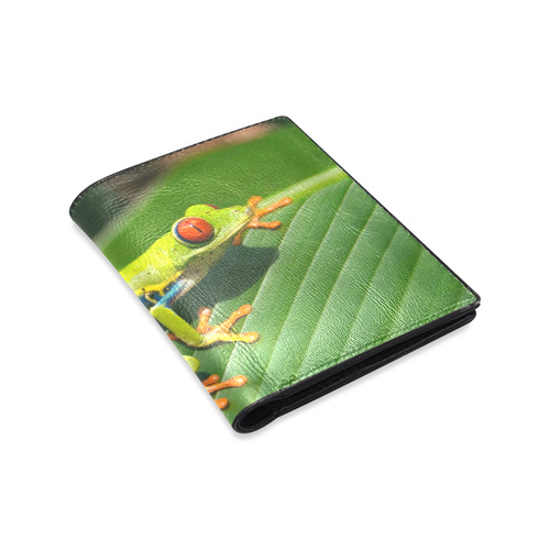 Tropical Rainforest green red-eyed Tree Frog Men's Leather Wallet (Model 1612)