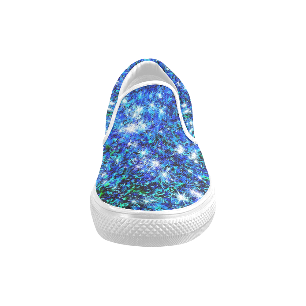 Sparkling Blue - Jera Nour Men's Unusual Slip-on Canvas Shoes (Model 019)