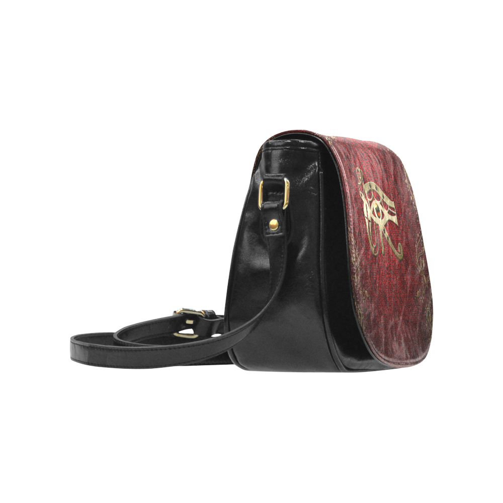 The all seeing eye in gold and red Classic Saddle Bag/Large (Model 1648)
