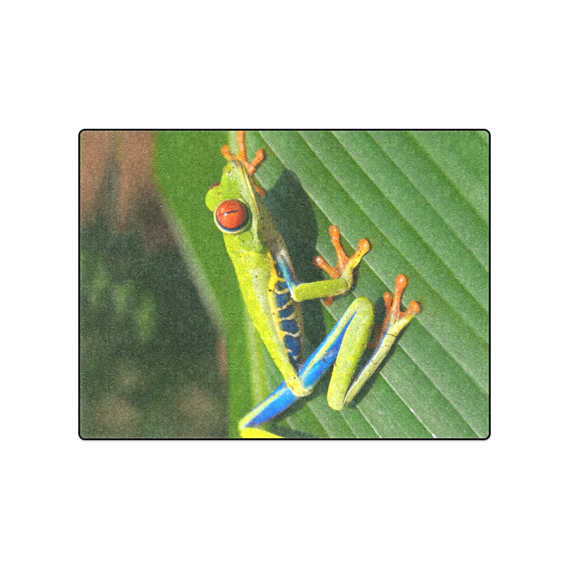 Tropical Rainforest green red-eyed Tree Frog Blanket 50"x60"