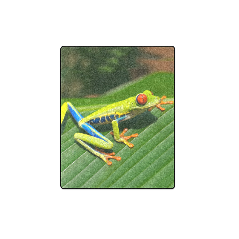 Tropical Rainforest green red-eyed Tree Frog Blanket 40"x50"