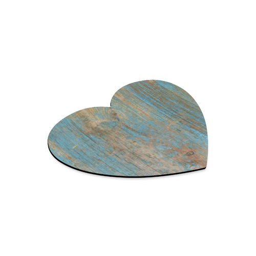Rustic Wood  Blue Weathered Peeling Paint Heart-shaped Mousepad