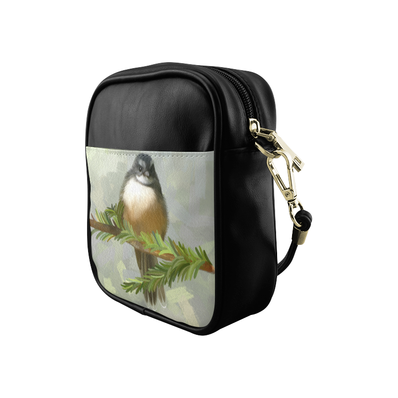 Fantail Chick in Forrest, watercolor & pastel Sling Bag (Model 1627)