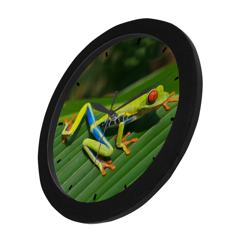Green Red-Eyed Tree Frog - Tropical Rainforest Animal Circular Plastic Wall clock