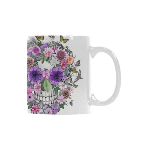 flower skull pink, orange,violett White Mug(11OZ)