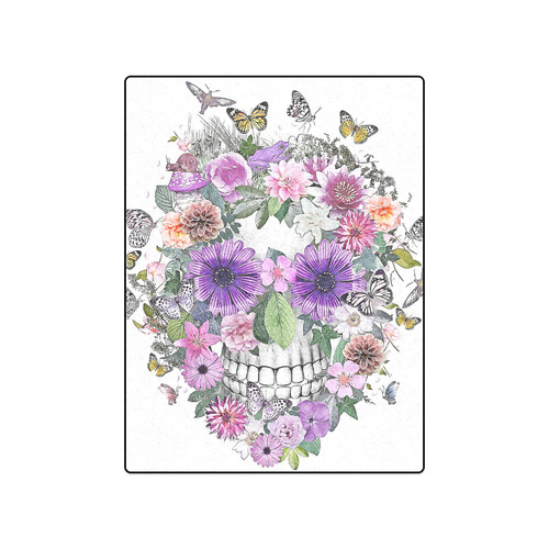 flower skull pink, orange,violett Blanket 50"x60"