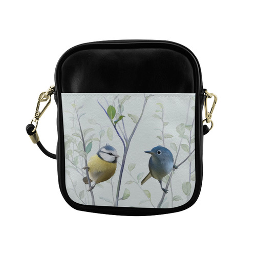 2 Cute Birds in Tree - watercolor Sling Bag (Model 1627)