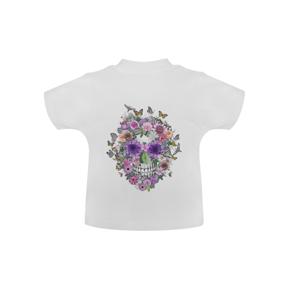 flower skull pink, orange,violett Baby Classic T-Shirt (Model T30)
