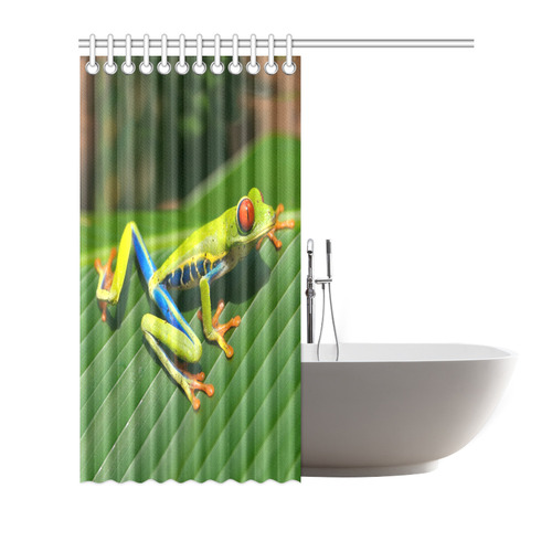 Tropical Rainforest green red-eyed Tree Frog Shower Curtain 72"x72"