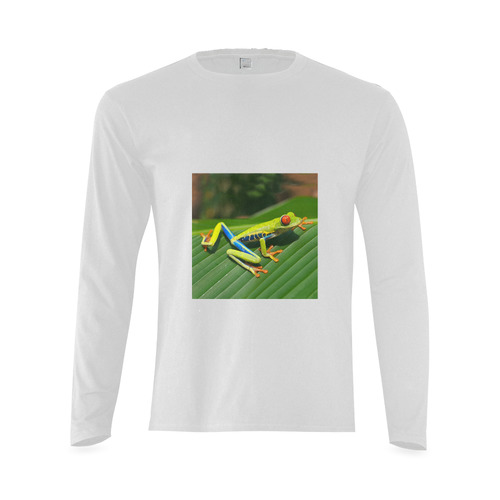 Green Red-Eyed Tree Frog - Tropical Rainforest Animal Sunny Men's T-shirt (long-sleeve) (Model T08)