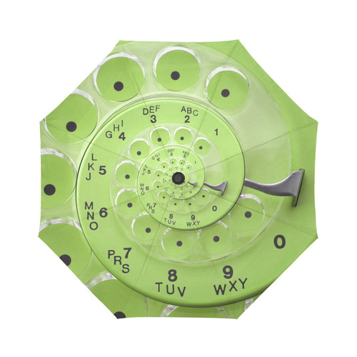 Lime Green Vintage Retro Spiral Rotary Dial Droste Auto-Foldable Umbrella (Model U04)