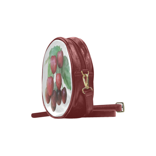 Sour Cherries, watercolor Round Sling Bag (Model 1647)