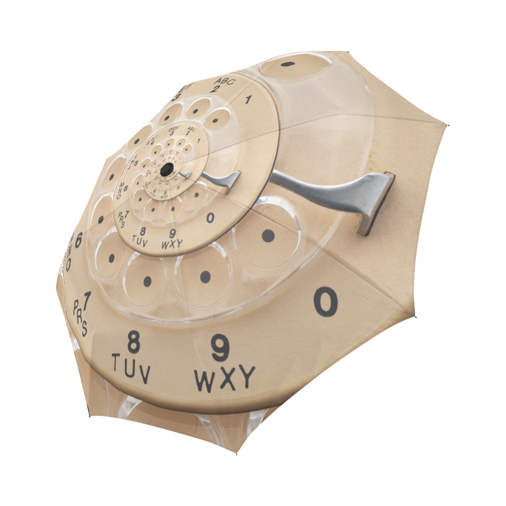 Beige Vintage Retro Spiral Rotary Dial Droste Auto-Foldable Umbrella (Model U04)