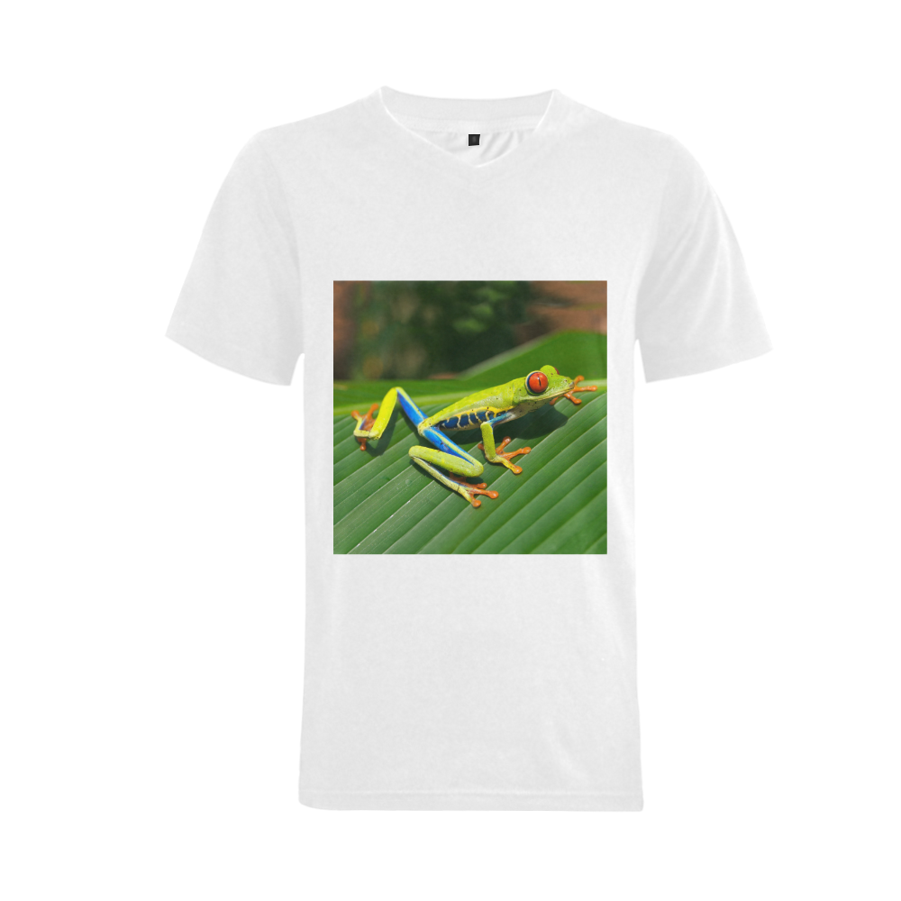 Green Red-Eyed Tree Frog - Tropical Rainforest Animal Men's V-Neck T-shirt (USA Size) (Model T10)