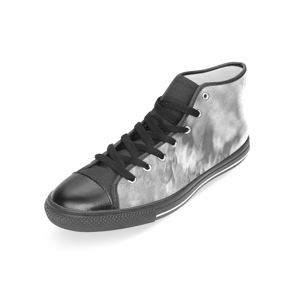 New in shop : Designers shoes  Black Grey Women's Classic High Top Canvas Shoes (Model 017)