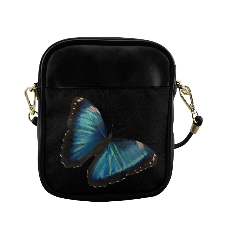 Morpho hyacintus butterflies painting Sling Bag (Model 1627)
