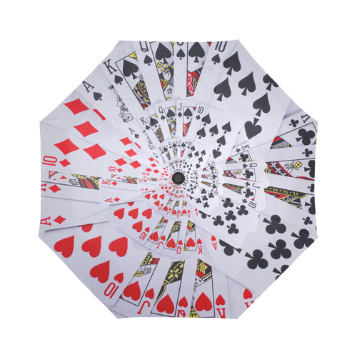Casino Poker Royal Flush All Suits Spiral Droste Auto-Foldable Umbrella (Model U04)
