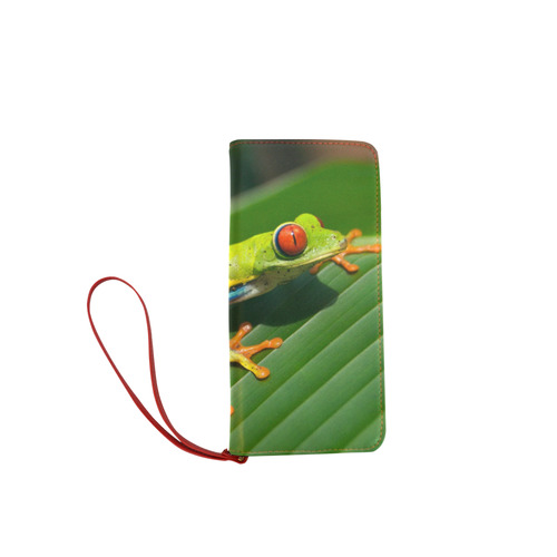 Tropical Rainforest green red-eyed Tree Frog Women's Clutch Wallet (Model 1637)