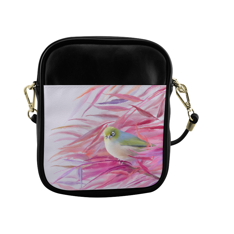 Cute SilverEye, angry bird watercolor Sling Bag (Model 1627)