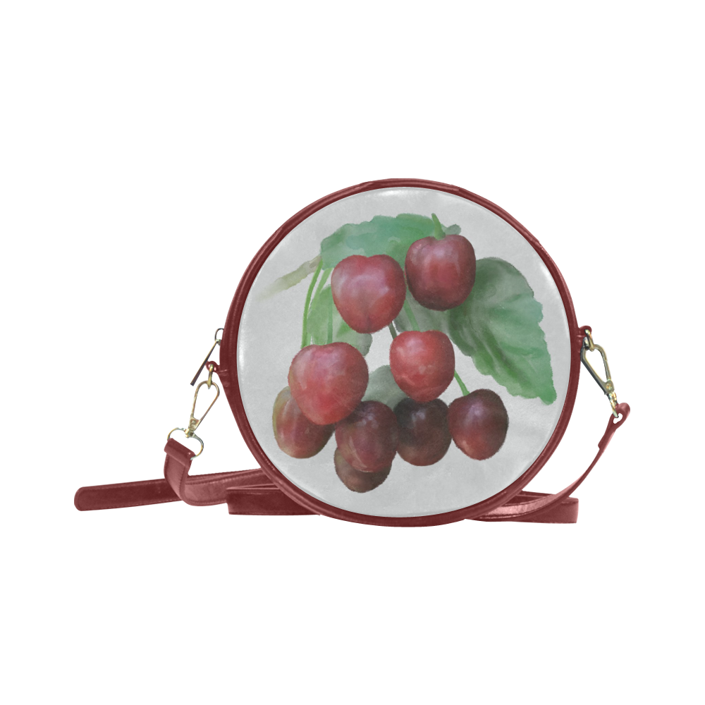 Sour Cherries, watercolor Round Sling Bag (Model 1647)
